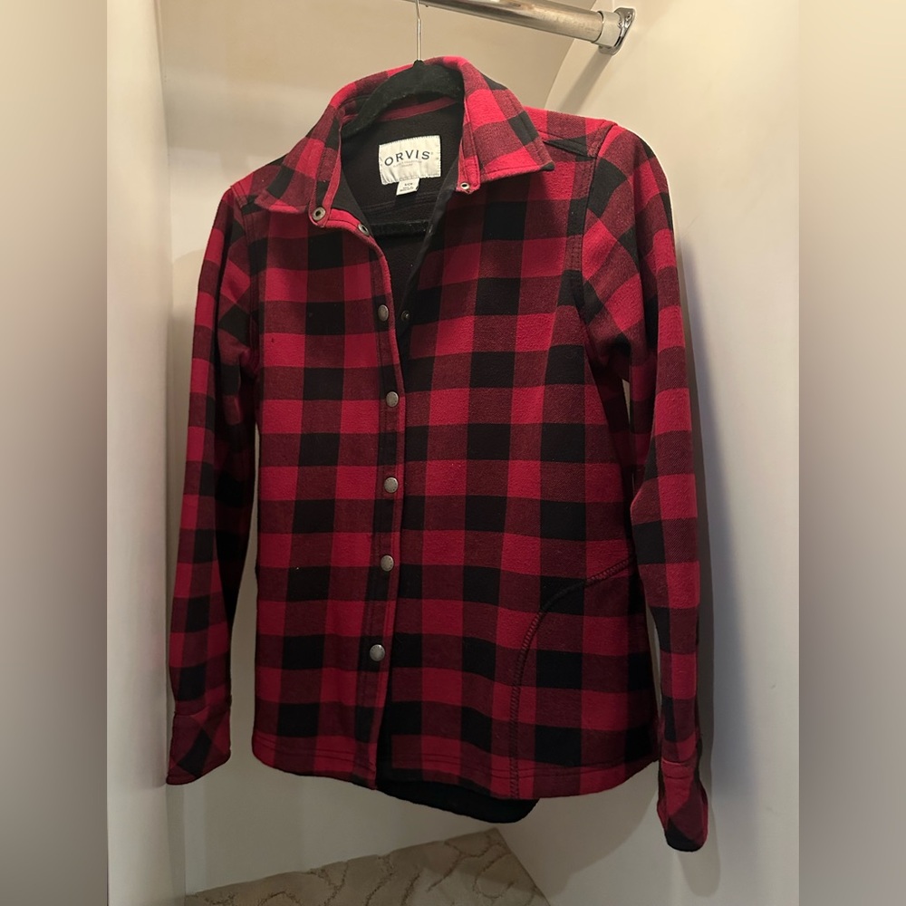Orvis Women's Red and Black Plaid Top